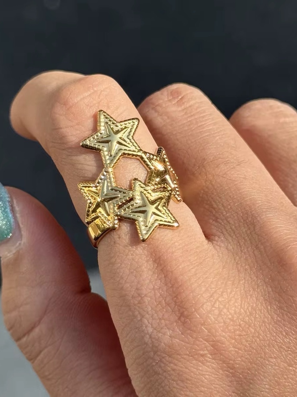 18K Gold Plated Adjustable Star Ring